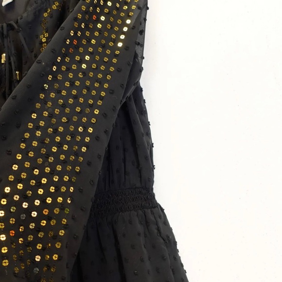 Altuzarra x Target sz XL Dress  Midi Black Sequin Boho Sheer Boho Peasant - Picture 9 of 11